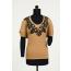 Printed Short Sleeve Top with Draped Back / Gold